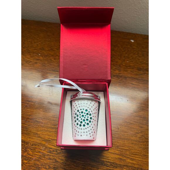 SOLD !Starbucks Swarovski Crystal Coffee Cup Limit Edition Christmas Ornament - Picture 1 of 7